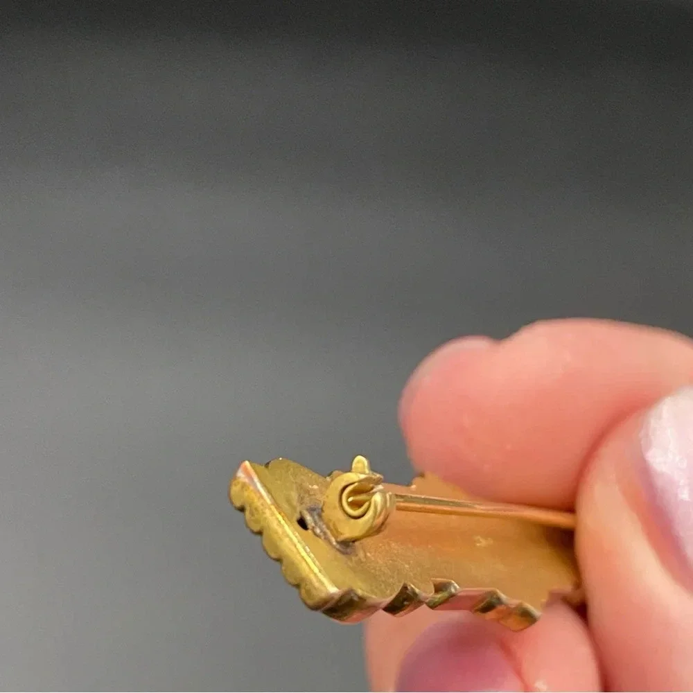 Antique Edwardian Era Gold-Filled Ornate Scroll Etched Bar Pin Signed FMCO